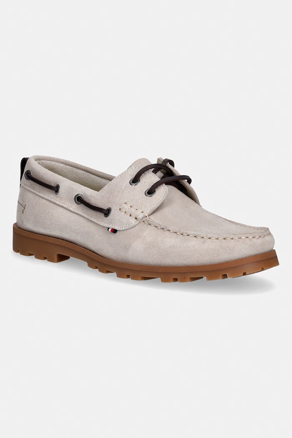 Tommy Hilfiger mokasyny męskie zamszowe HILIFGER LIGHT SDE BOAT SHOE beżowy FM0FM05747