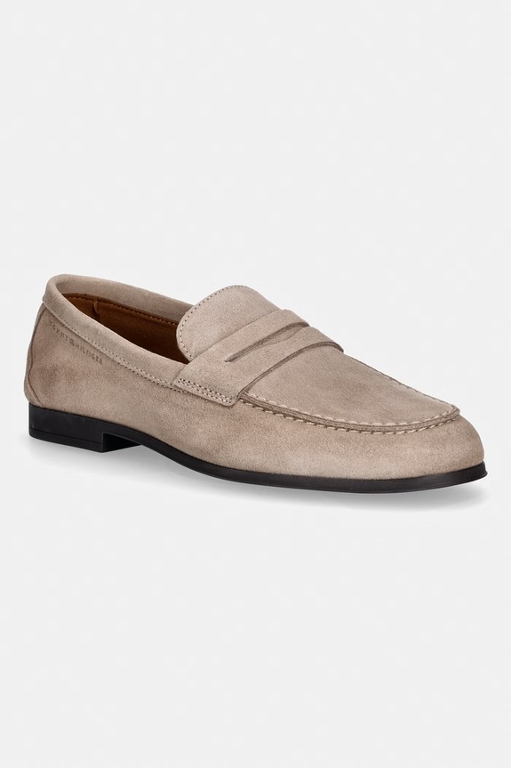 Tommy Hilfiger mokasíny dámske semišové FLEXIBLE SLIM SUEDE LOAFER béžová FM0FM05745