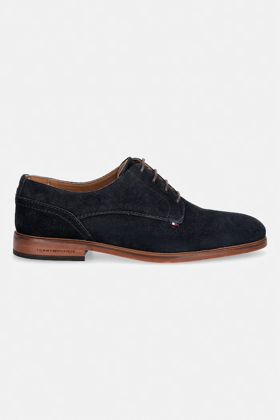 Tommy Hilfiger pantofi pentru bărbați, din piele întoarsă HILFIGER SUEDE DRESS SHOE FM0FM05776 bleumarin SS26