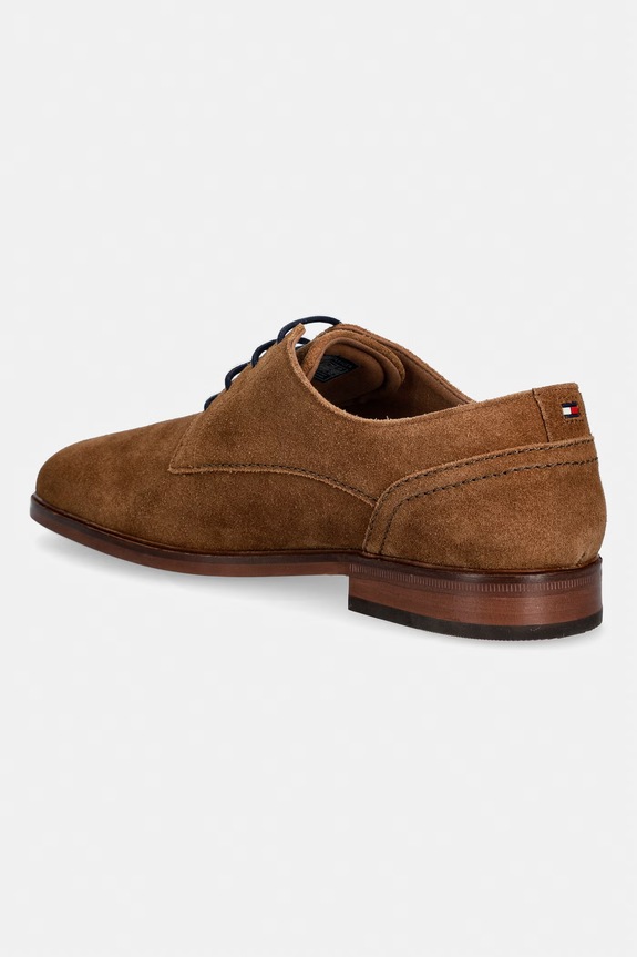 Încălțăminte Tommy Hilfiger pantofi pentru bărbați, din piele întoarsă HILFIGER SUEDE DRESS SHOE FM0FM05776 maro