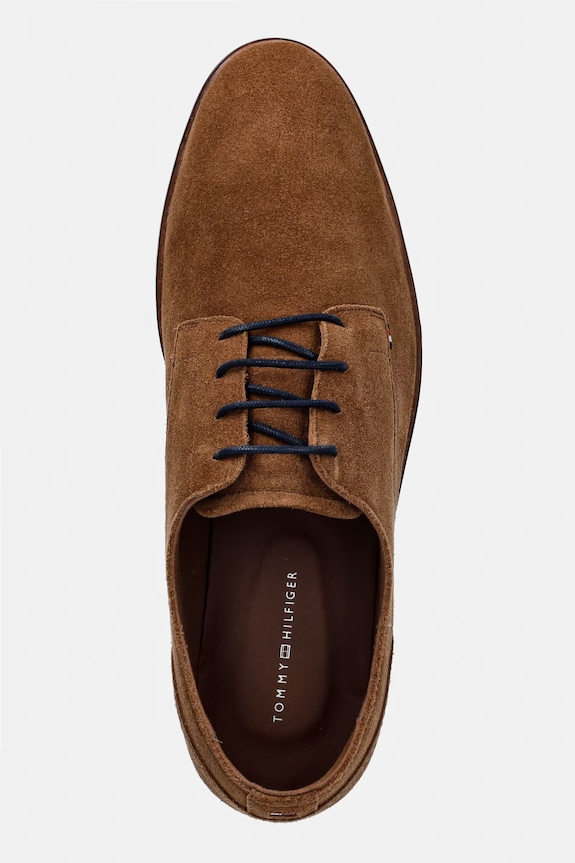 Tommy Hilfiger pantofi pentru bărbați, din piele întoarsă HILFIGER SUEDE DRESS SHOE maro FM0FM05776