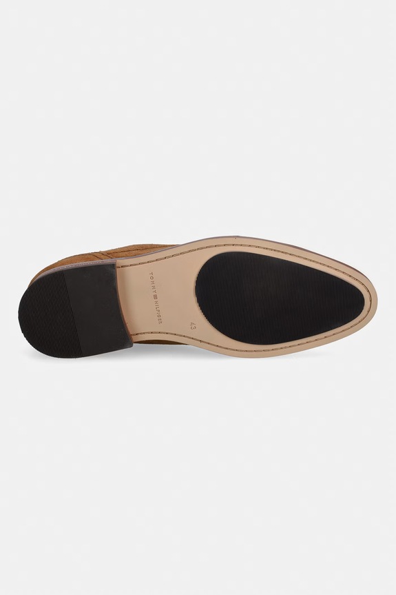 Tommy Hilfiger pantofi pentru bărbați, din piele întoarsă HILFIGER SUEDE DRESS SHOE FM0FM05776 maro