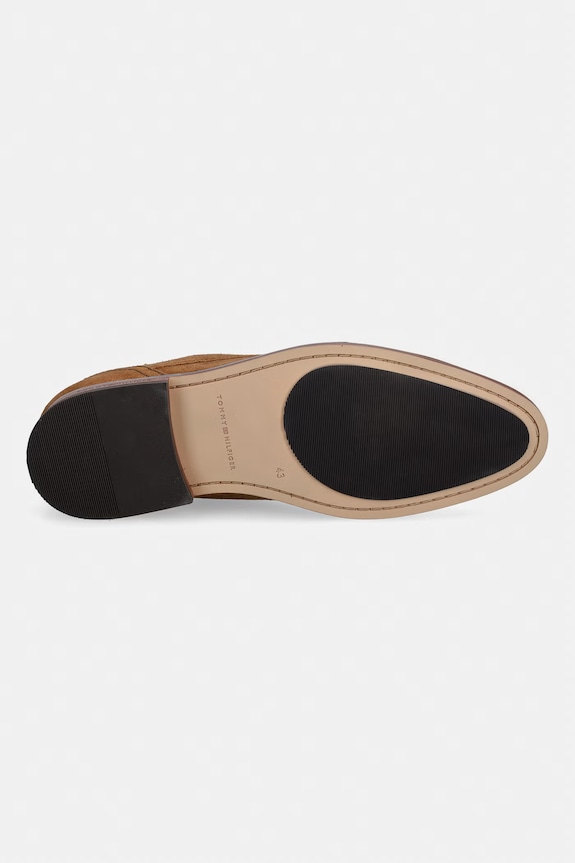 Tommy Hilfiger pantofi pentru bărbați, din piele întoarsă HILFIGER SUEDE DRESS SHOE FM0FM05776 maro