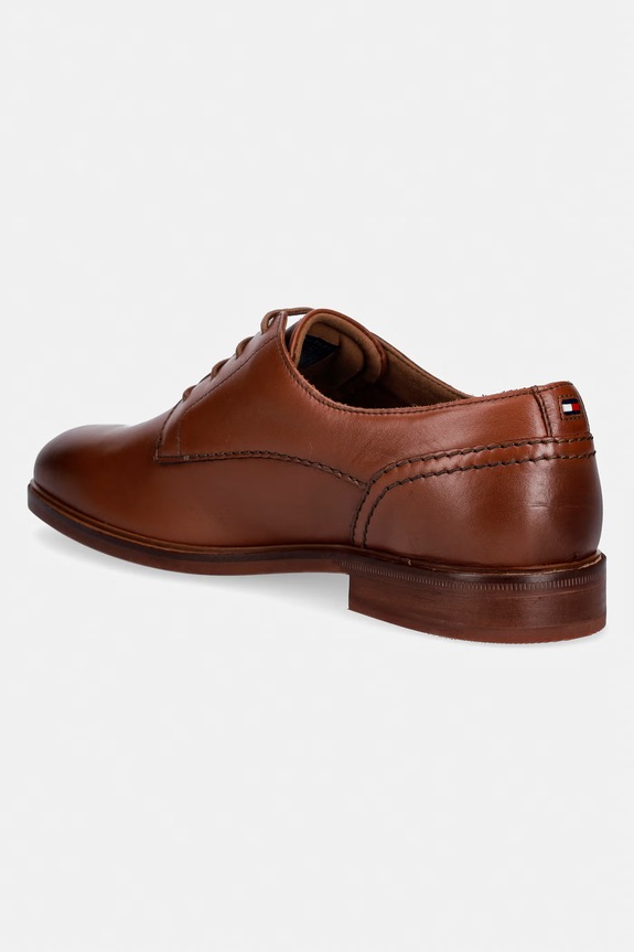 Încălțăminte Tommy Hilfiger pantofi pentru bărbați, din piele HILFIGER LEATHER DRESS SHOE FM0FM05777 maro