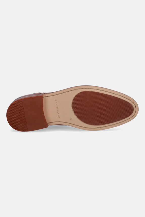 Tommy Hilfiger pantofi pentru bărbați, din piele HILFIGER LEATHER DRESS SHOE FM0FM05777 maro