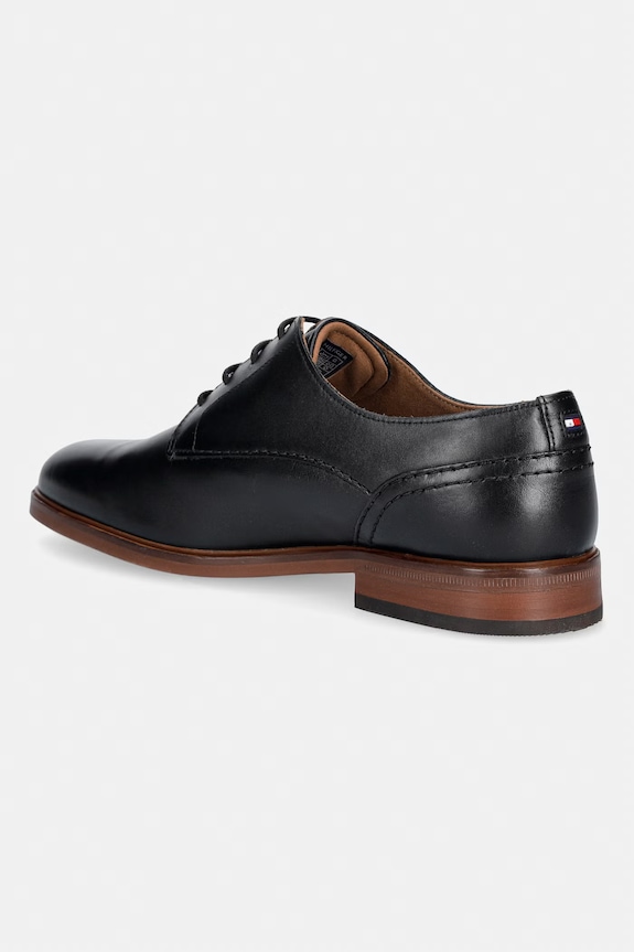 Încălțăminte Tommy Hilfiger pantofi pentru bărbați, din piele HILFIGER LEATHER DRESS SHOE FM0FM05777 negru