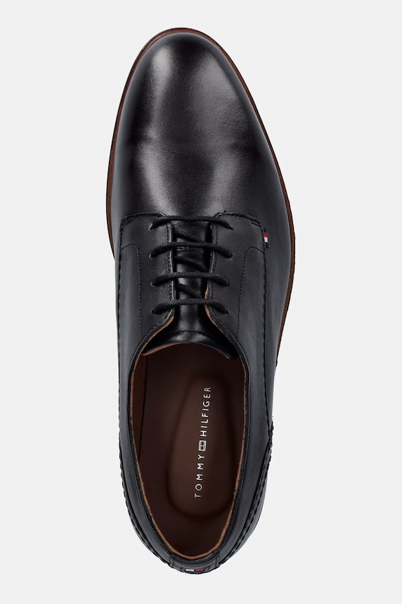 Tommy Hilfiger pantofi pentru bărbați, din piele HILFIGER LEATHER DRESS SHOE negru FM0FM05777