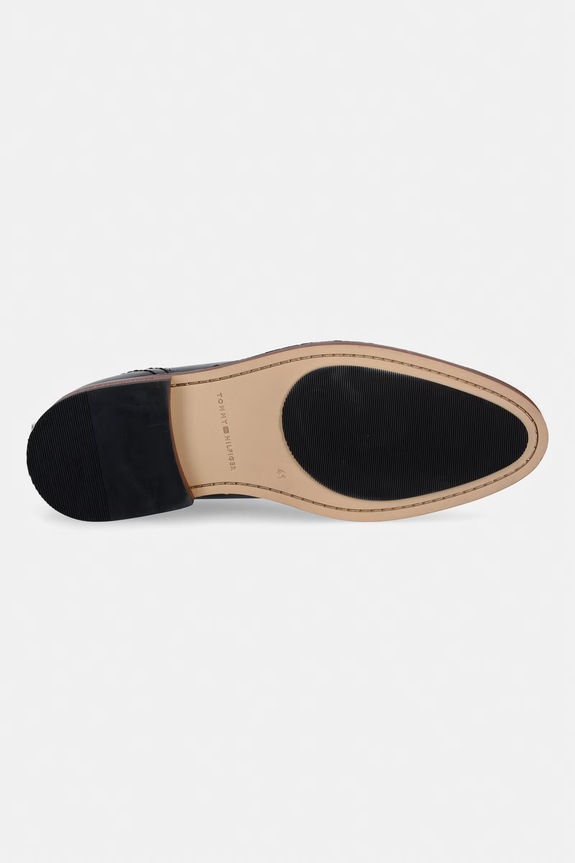 Tommy Hilfiger pantofi pentru bărbați, din piele HILFIGER LEATHER DRESS SHOE FM0FM05777 negru