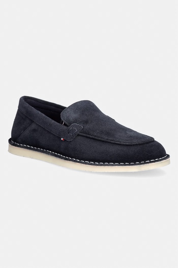 Tommy Hilfiger μοκασίνια ανδρικά σουέτ HILFIGER STITCHDOWN SUEDE LOAFER σκούρο μπλε FM0FM05782