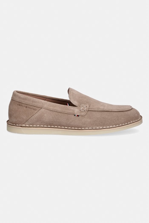 Tommy Hilfiger mocassini da uomo in scamoscio HILFIGER STITCHDOWN SUEDE LOAFER FM0FM05782 beige SS26