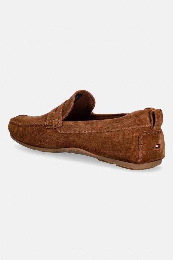 Încălțăminte Tommy Hilfiger mocasini pentru bărbați, din piele întoarsă CORE HILFIEGR SUEDE DRIVER FM0FM05789 maro