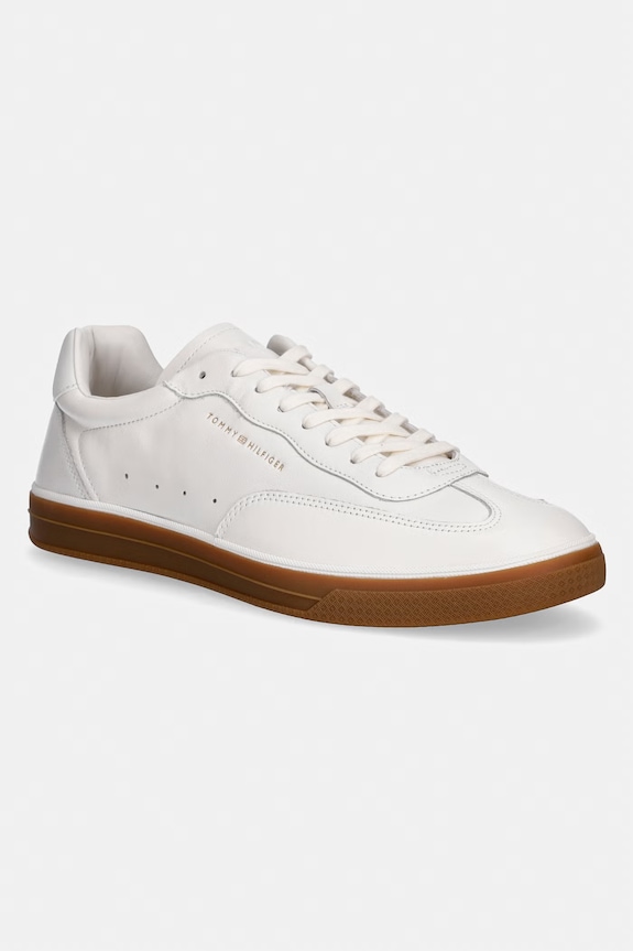 Tommy Hilfiger TH LO LUX LTH sneakers de bărbați din piele bej FM0FM05815