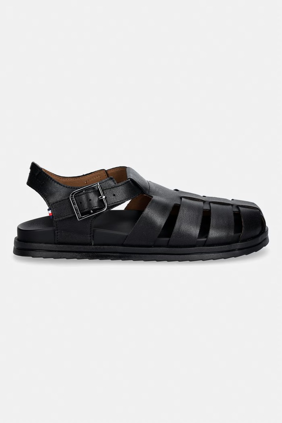 Tommy Hilfiger férfi bőr szandál ADJUSTABLE FISHER LEATHER SANDAL FM0FM05864 fekete SS26