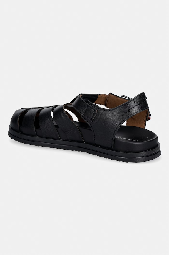 Cipők Tommy Hilfiger férfi bőr szandál ADJUSTABLE FISHER LEATHER SANDAL FM0FM05864 fekete