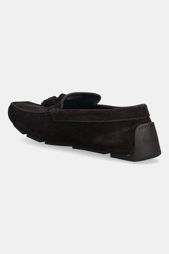 Obuwie Calvin Klein mokasyny zamszowe DRIVER TASSELS SU HM0HM02028 brązowy