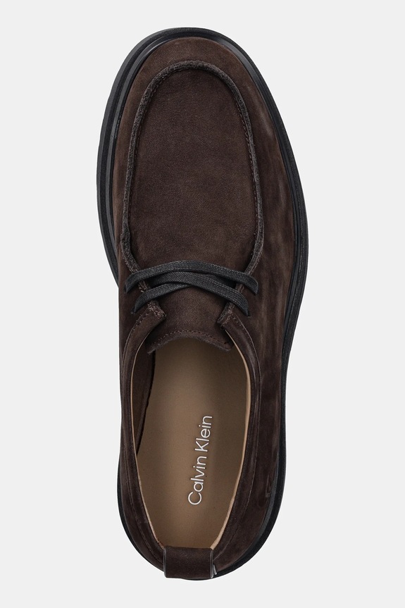 Σουέτ κλειστά παπούτσια Calvin Klein COMBAT APRON LACEUP NU καφέ YM0YM01423