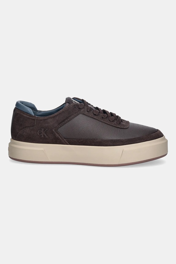 Kožené tenisky Calvin Klein BASKET CUPSOLE LACEUP LTH-NU YM0YM01354 hnedá SS26