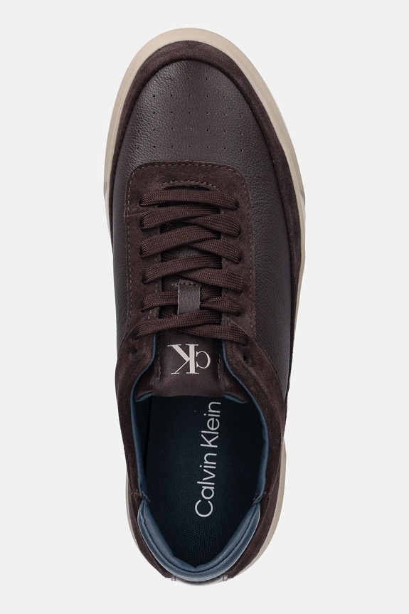 Kožené tenisky Calvin Klein BASKET CUPSOLE LACEUP LTH-NU hnedá YM0YM01354