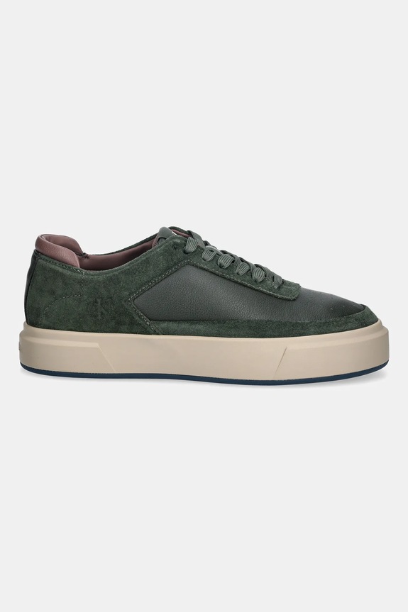 Kožené tenisky Calvin Klein BASKET CUPSOLE LACEUP LTH-NU YM0YM01354 zelená SS26