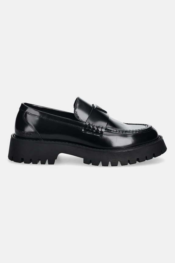 Guess bőr mokaszin GORIZIA III FMPGOR.LEA14.BLACK fekete SS26