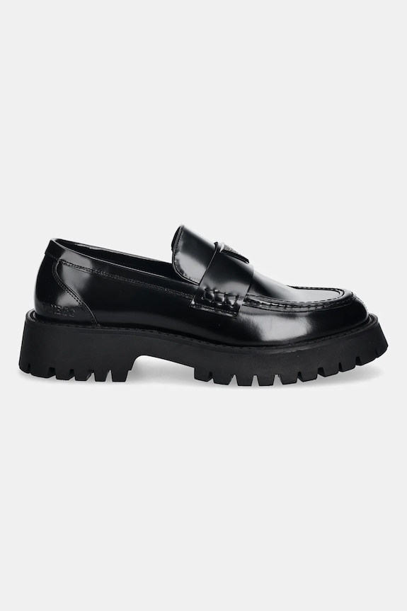 Guess bőr mokaszin GORIZIA III FMPGOR.LEA14.BLACK fekete SS26