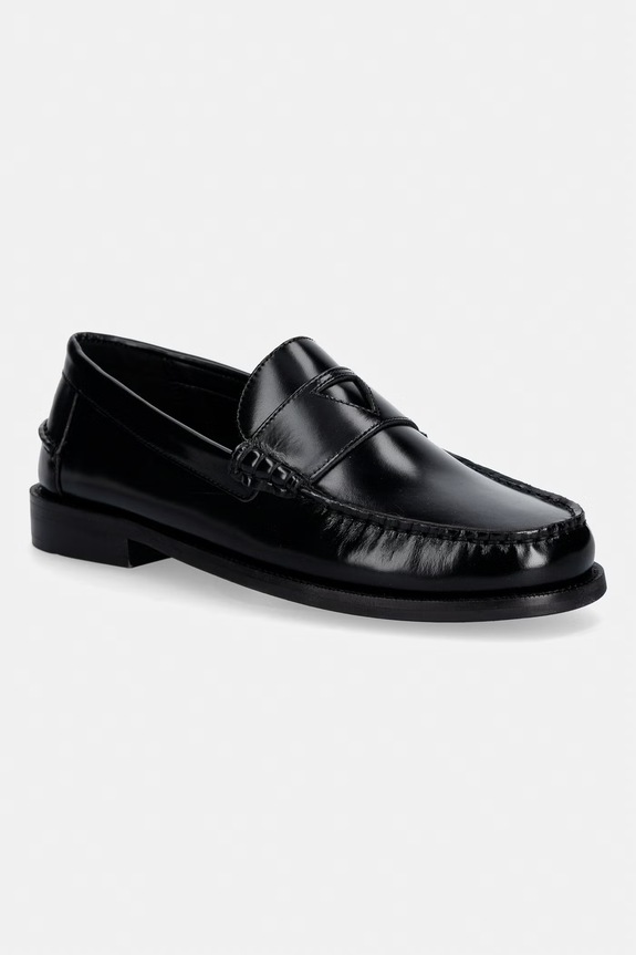 Kožne mokasinke Guess ROSSIO zrnata koža crna FMPROS.LEA14.BLACK