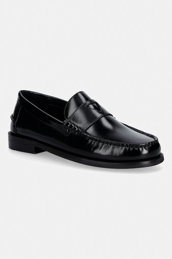 Kožne mokasinke Guess ROSSIO zrnata koža crna FMPROS.LEA14.BLACK