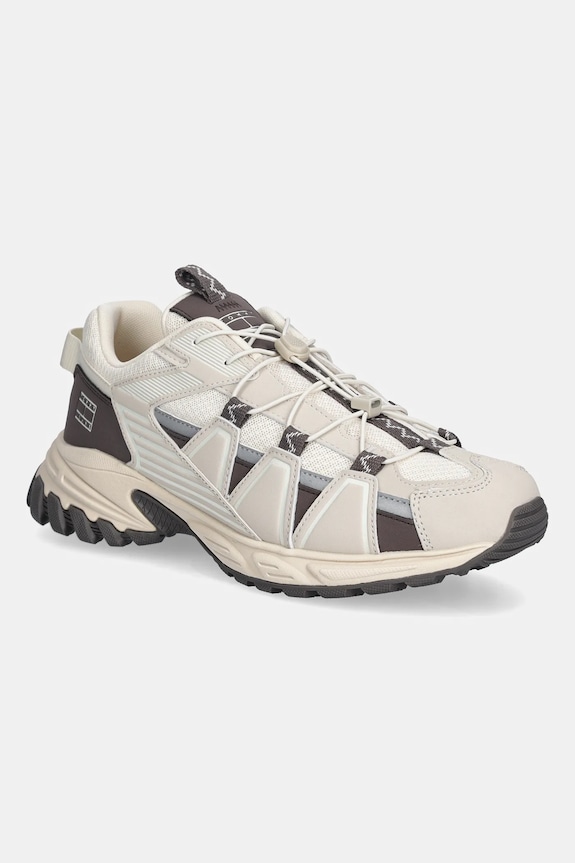 Tenisky Tommy Jeans TJM OUTDOOR RUNNER imitácia kože béžová EM0EM01667