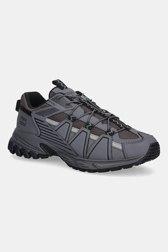 Sneakers Tommy Jeans TJM OUTDOOR RUNNER απομίμηση λείου δέρματος γκρί EM0EM01667
