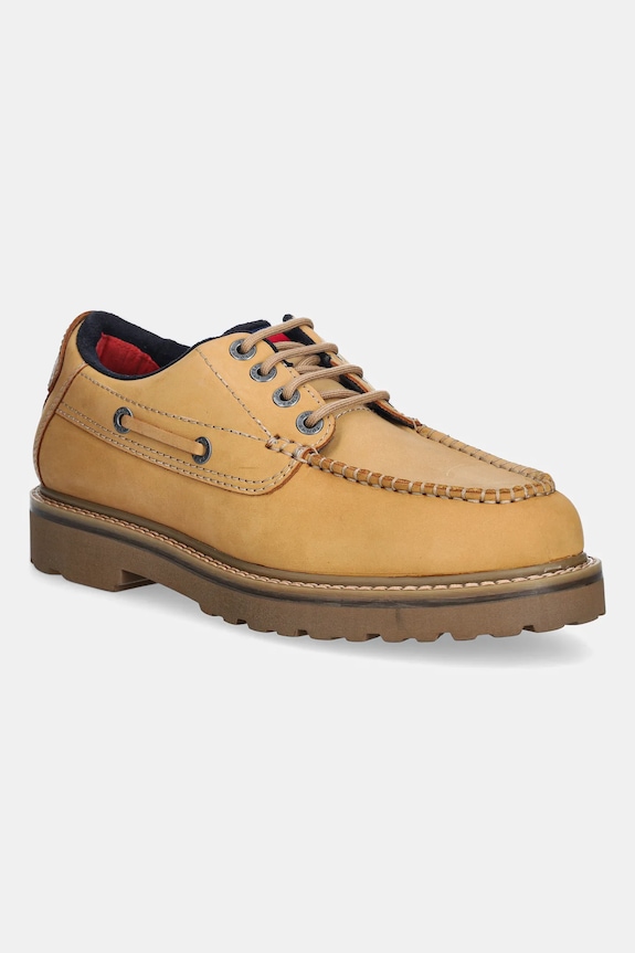 Nubukové topánky Tommy Jeans ARCHIVE 01 BOAT SHOE casual béžová EM0EM01703