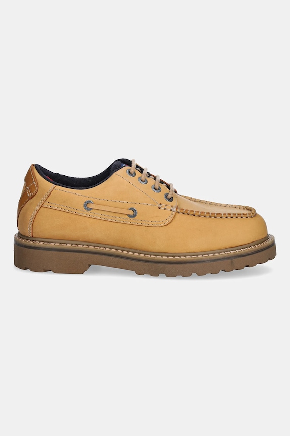 Nubukové topánky Tommy Jeans ARCHIVE 01 BOAT SHOE EM0EM01703 béžová SS26