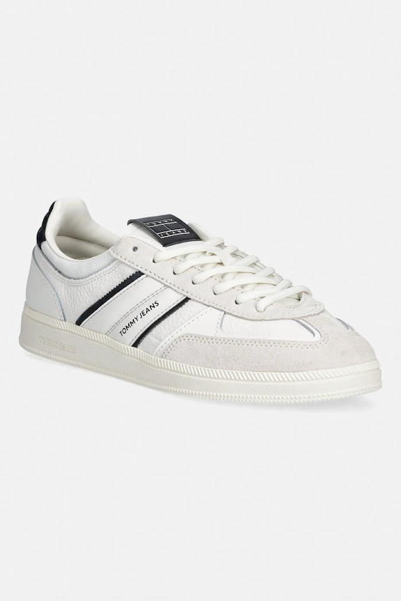 Tommy Jeans sneakersy skórzane THE GREENWICH EDGE MIX skóra zamszowa biały EM0EM01672