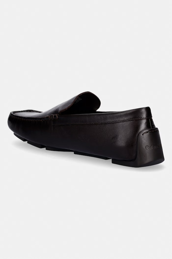 Scarpe Calvin Klein mocassini da uomo in pelle DRIVER PENNY EMBL LTH HM0HM02085 marrone