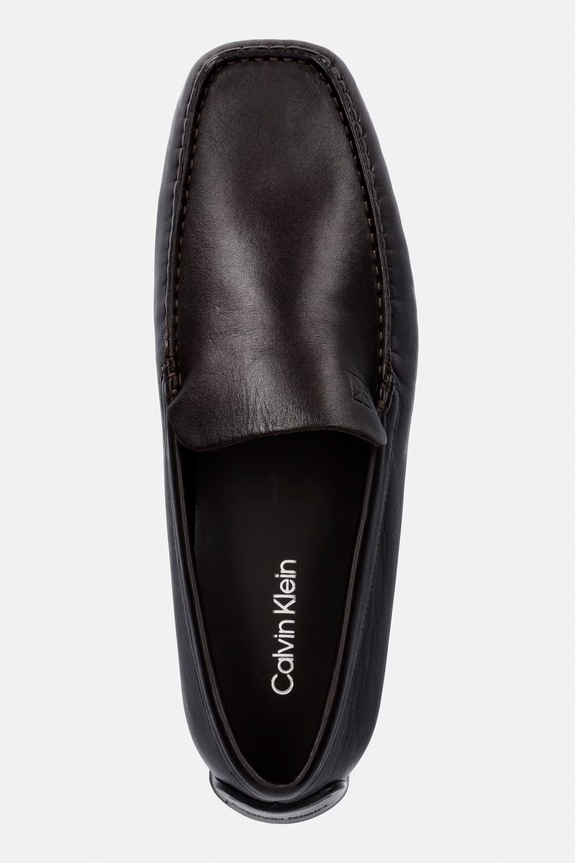 Calvin Klein mocassini da uomo in pelle DRIVER PENNY EMBL LTH marrone HM0HM02085