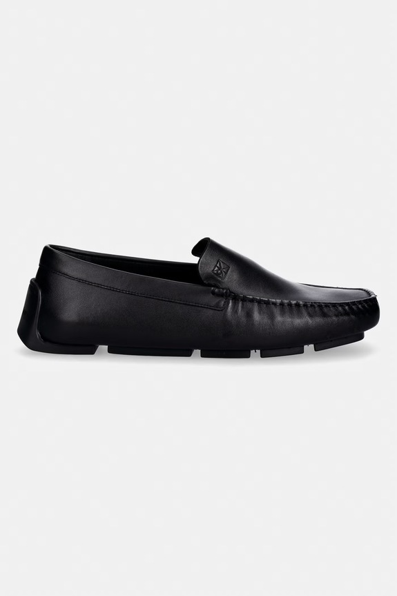 Calvin Klein mocassini da uomo in pelle DRIVER PENNY EMBL LTH HM0HM02085 nero SS26