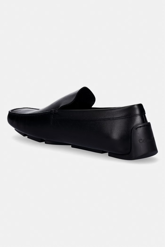 Scarpe Calvin Klein mocassini da uomo in pelle DRIVER PENNY EMBL LTH HM0HM02085 nero