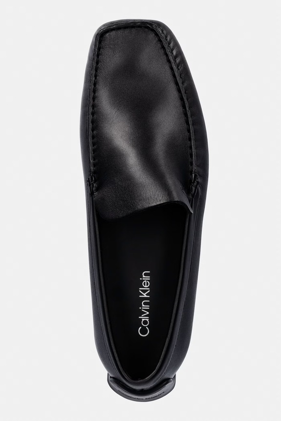 Calvin Klein mocassini da uomo in pelle DRIVER PENNY EMBL LTH nero HM0HM02085