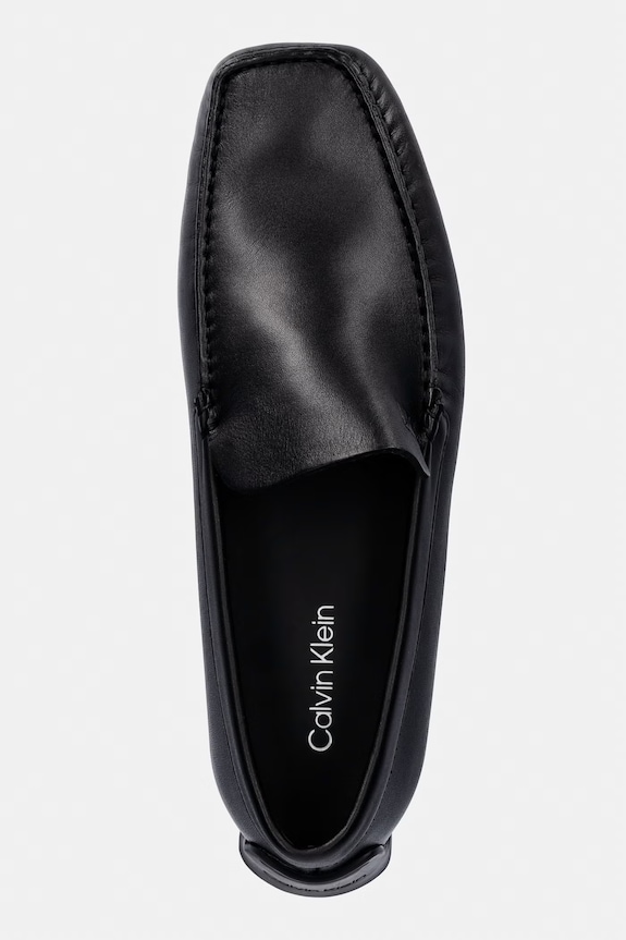 Calvin Klein mocassini da uomo in pelle DRIVER PENNY EMBL LTH nero HM0HM02085