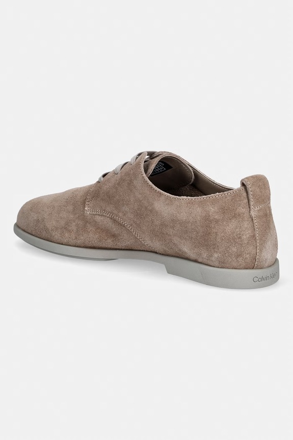 Încălțăminte Calvin Klein pantofi pentru bărbați, din piele întoarsă LOW PROF DERBY SU HM0HM02232 bej
