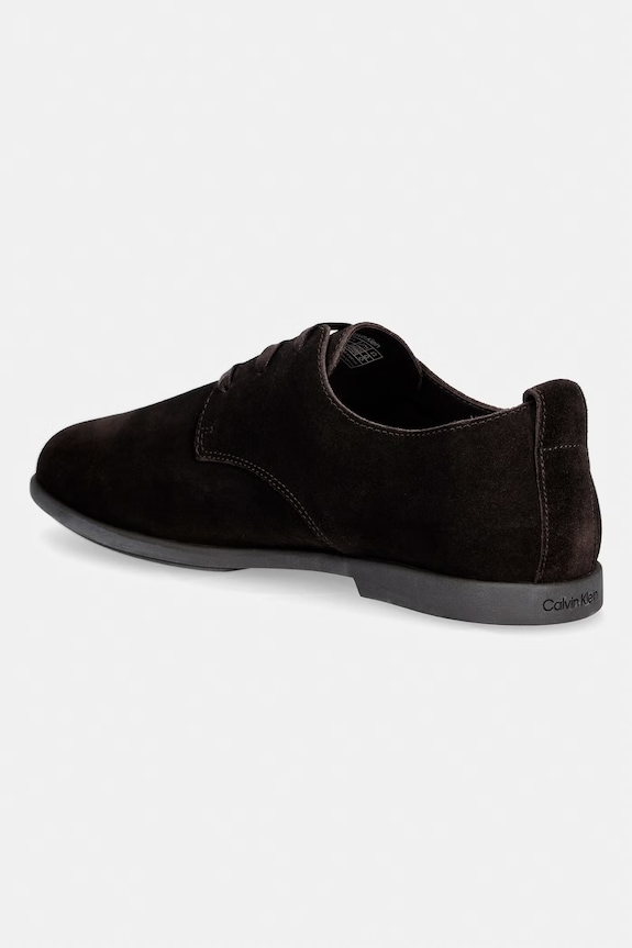 Încălțăminte Calvin Klein pantofi pentru bărbați, din piele întoarsă LOW PROF DERBY SU HM0HM02232 maro