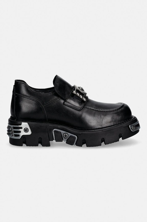 New Rock mokasyny skórzane CRUST NEGRO, REACTOR NEGRO TOBERAS M.895.C4 czarny SS26