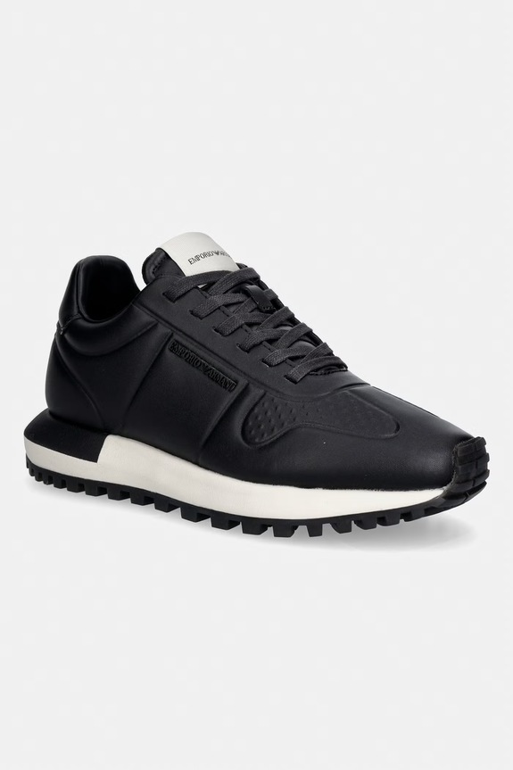 Emporio Armani sneakersy skórzane skóra powlekana czarny EM003740.AF19726.MC005