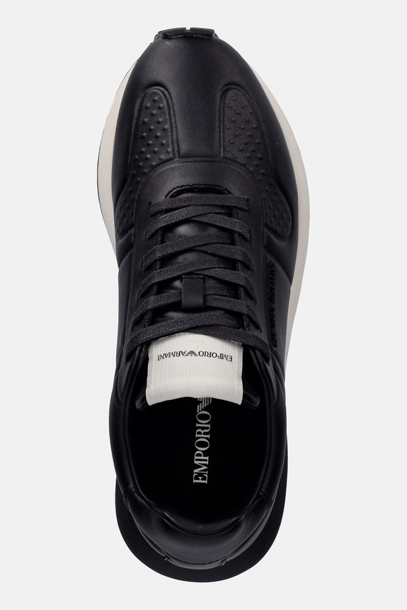 Emporio Armani sneakersy skórzane czarny EM003740.AF19726.MC005