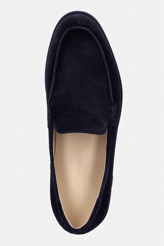 Emporio Armani mocassini da uomo in scamoscio blu navy EM004941.AF23967.UB117