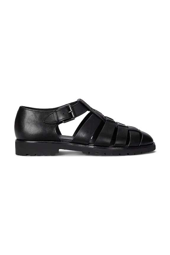 Polo Ralph Lauren σανδάλια Ανδρικά δερμάτινα Finn Lug μαύρο 803961442002.001