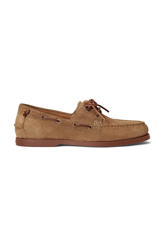 Polo Ralph Lauren mocasini pentru bărbați, din piele întoarsă Merton Boat maro 803P07645001.270