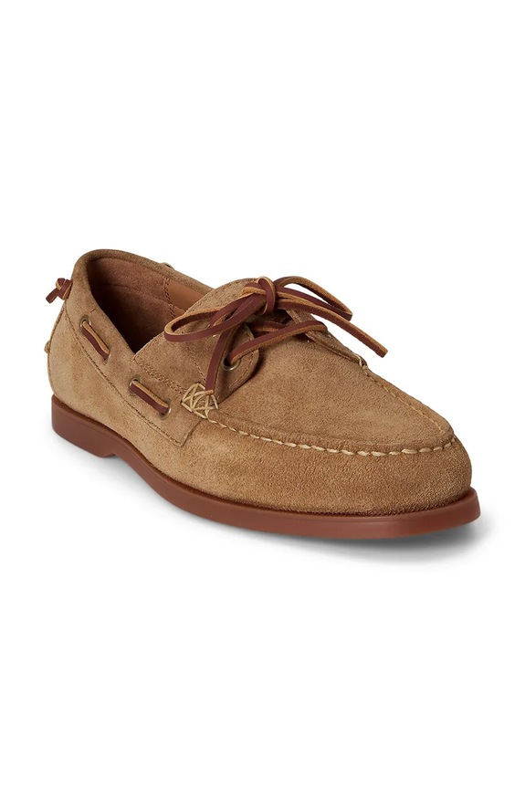 Polo Ralph Lauren mocasini pentru bărbați, din piele întoarsă Merton Boat 803P07645001.270 maro SS26