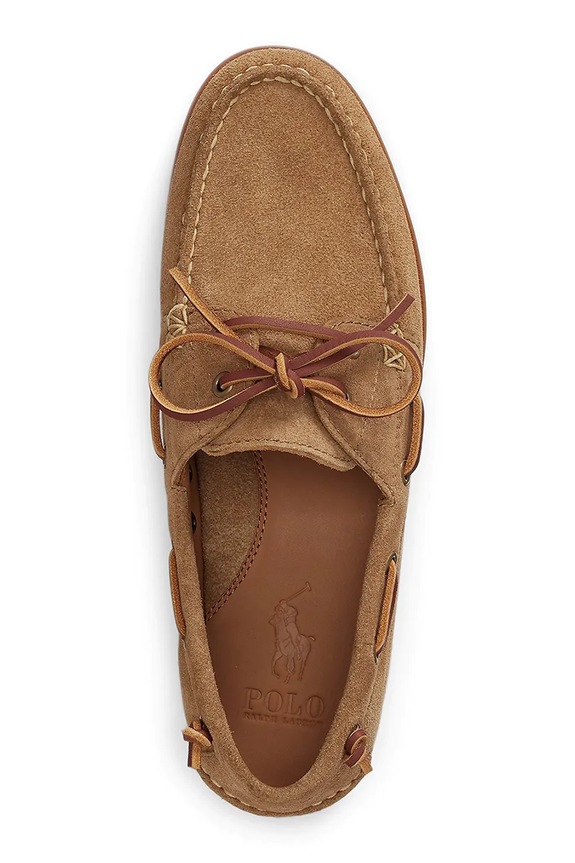 Încălțăminte Polo Ralph Lauren mocasini pentru bărbați, din piele întoarsă Merton Boat 803P07645001.270 maro