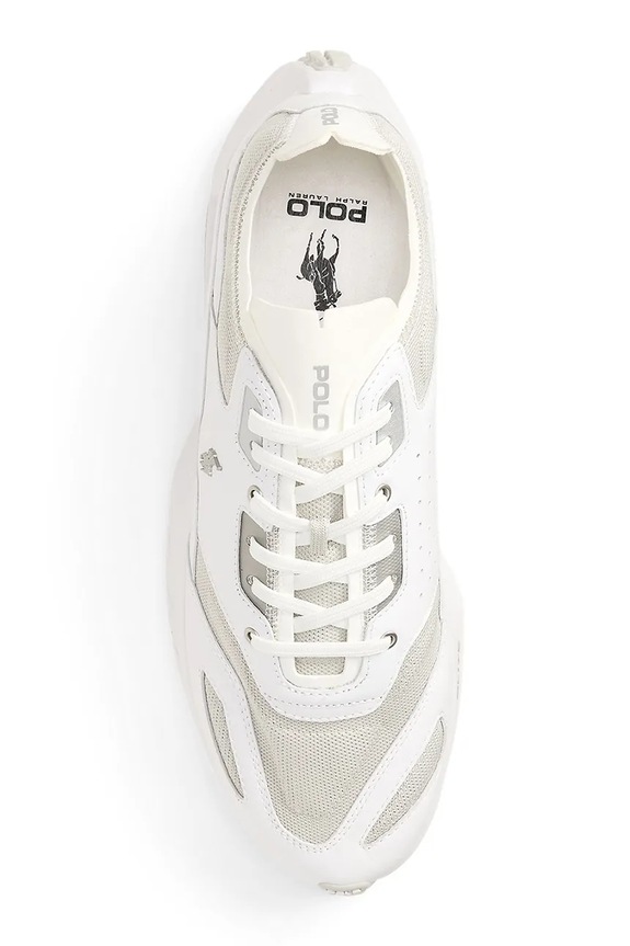 Încălțăminte Polo Ralph Lauren Boerum Knit sneakers pentru bărbați, din piele 809P07533001.100 alb