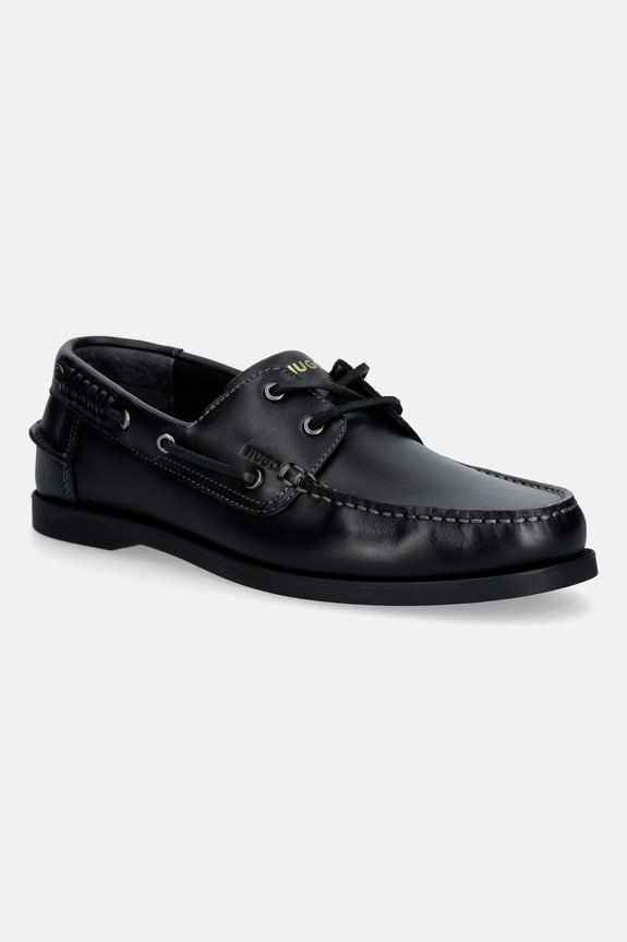 Δερμάτινα μοκασίνια HUGO Darcy casual μαύρο 50563321.001